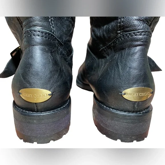 Jimmy Choo Black Moto Biker Lined Boots Size US‎ 5